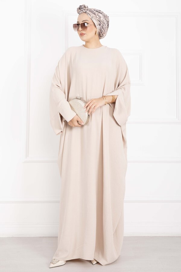 Ceyda Tesettür Abaya Krem - 3