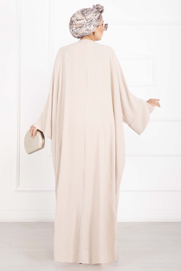 Ceyda Tesettür Abaya Krem - 5