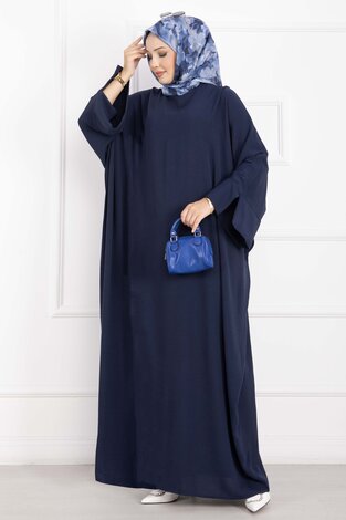Ceyda Tesettür Abaya Lacivert - Thumbnail