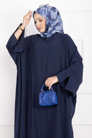 Ceyda Tesettür Abaya Lacivert - Thumbnail