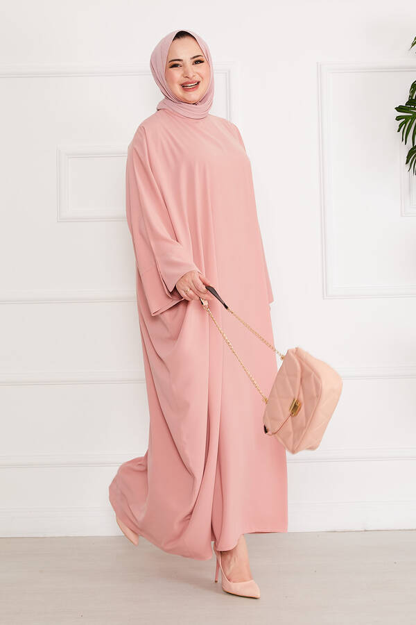 Ceyda Tesettür Abaya Pudra - 5