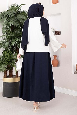 Çiçek Baskılı Salaş Bluz - Tunik Ekru - 7