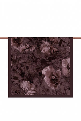 Çiçek Desen Bambu Şal Serisi Koyu Gülk. - Thumbnail