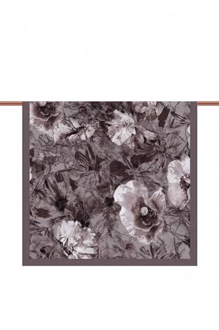 Çiçek Desen Bambu Şal Serisi Vizon - Thumbnail