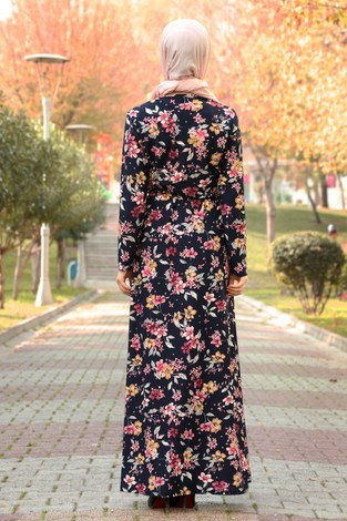 Çiçek Desenli Elbise 8508-251 - Thumbnail