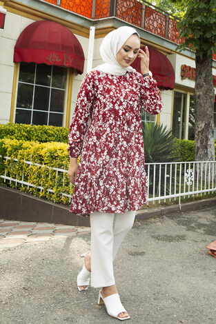 Çiçekli Tunik 120NY-2539 Bordo - Thumbnail