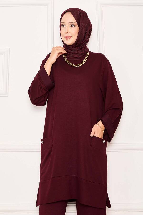 Azr - Çift Cepli İkili Takım Bordo (1)