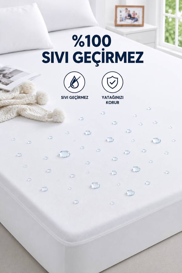 Hby - Çift Kişilik Sıvı Geçirmez Alez Beyaz