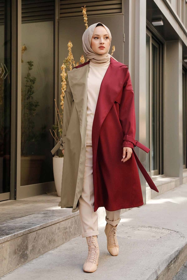 Çift Renkli Trençkot 2647-11
