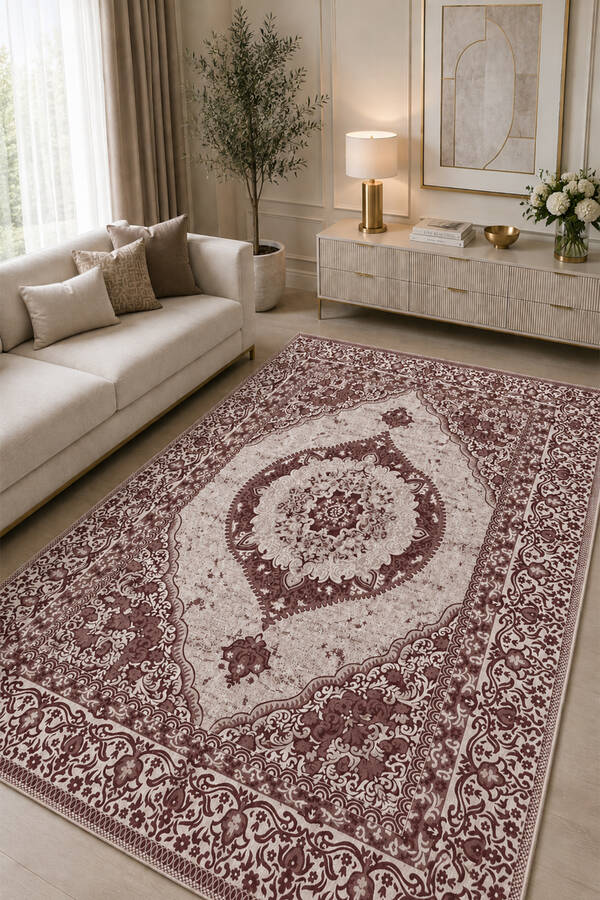 Hby - Çift Taraflı Desenli Kilim Bordo