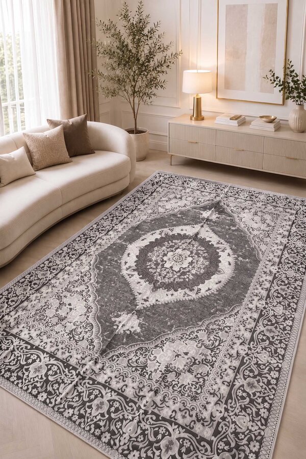 Hby - Çift Taraflı Desenli Kilim Gri