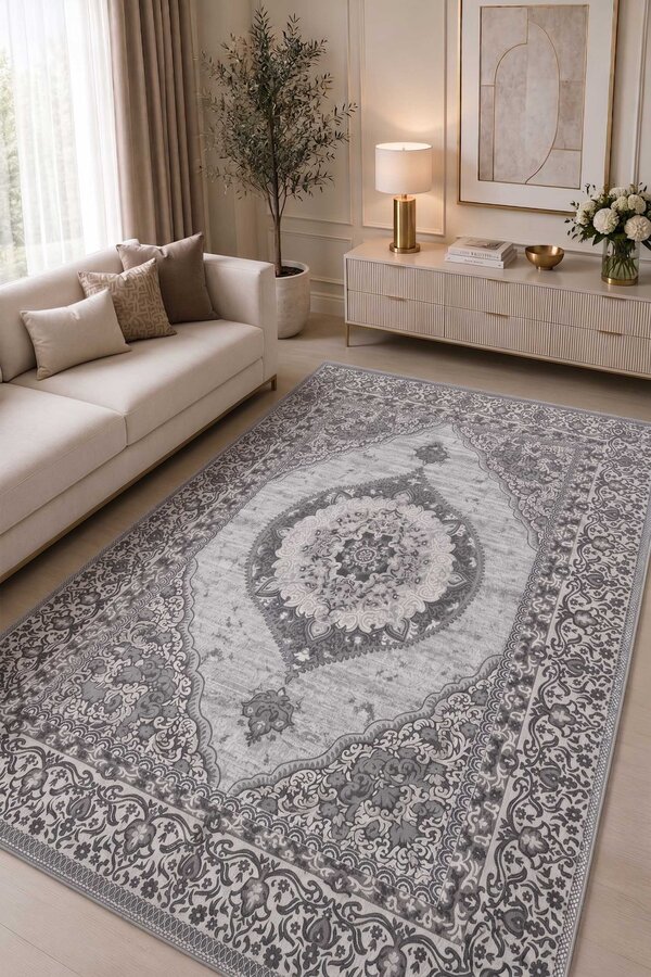 Çift Taraflı Desenli Kilim Gri - 3