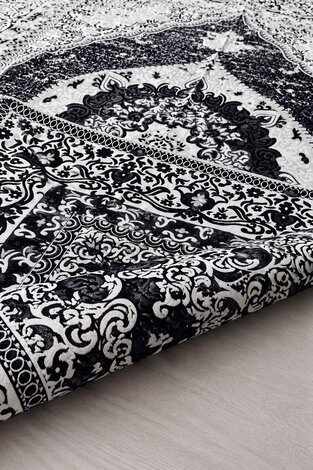Çift Taraflı Desenli Kilim Siyah - Thumbnail
