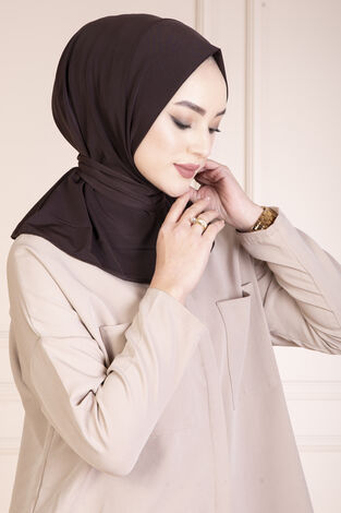 Çıtçıtlı Tesettür Hijab Acı Kahve - Thumbnail