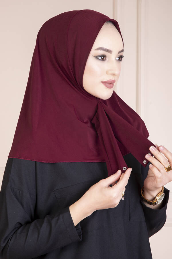 Çıtçıtlı Tesettür Hijab Bordo