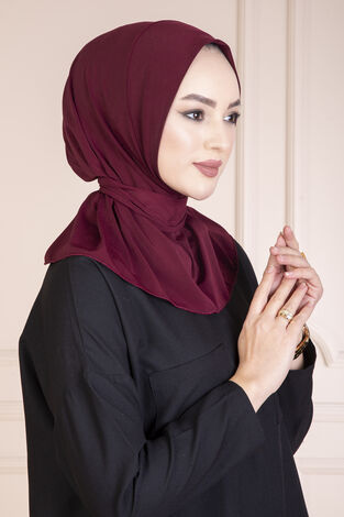 Çıtçıtlı Tesettür Hijab Bordo - Thumbnail