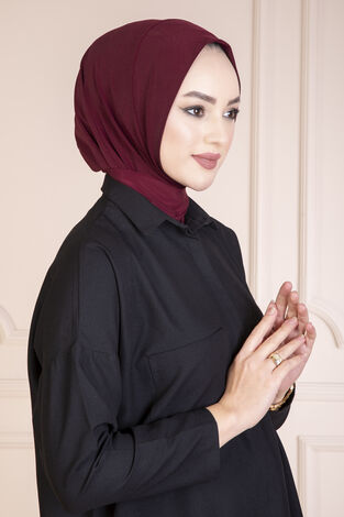 Çıtçıtlı Tesettür Hijab Bordo - Thumbnail