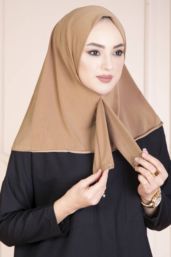 Çıtçıtlı Tesettür Hijab Camel