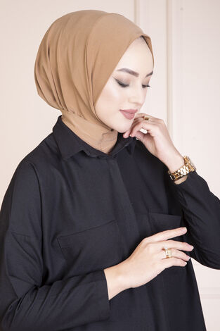 Çıtçıtlı Tesettür Hijab Camel - Thumbnail
