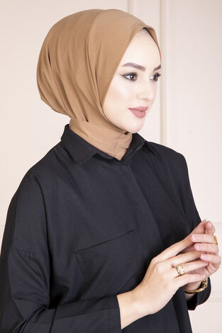 Çıtçıtlı Tesettür Hijab Camel - Thumbnail