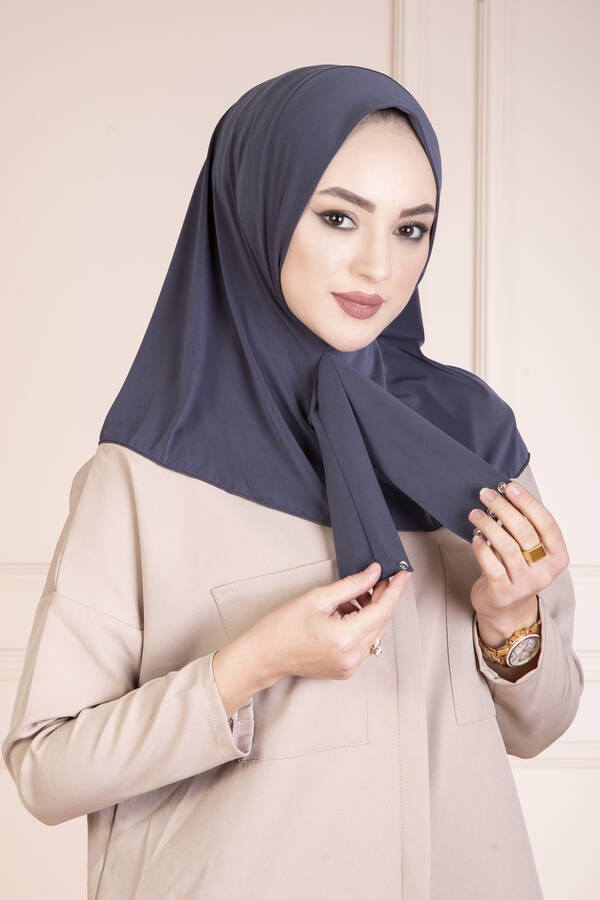 Çıtçıtlı Tesettür Hijab Füme