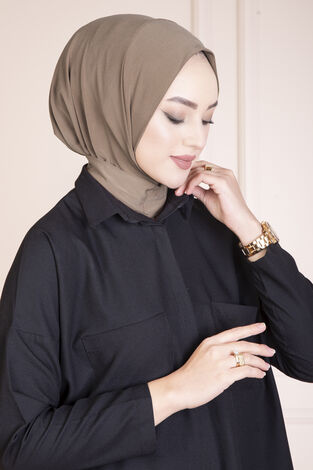 Çıtçıtlı Tesettür Hijab Kahve - Thumbnail