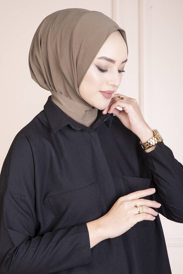 E - Çıtçıtlı Tesettür Hijab Kahve