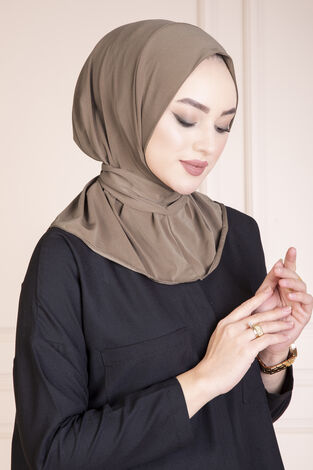Çıtçıtlı Tesettür Hijab Kahve - Thumbnail
