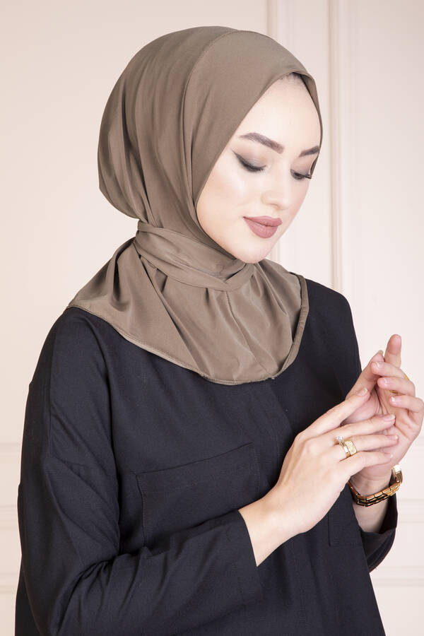 E - Çıtçıtlı Tesettür Hijab Kahve (1)