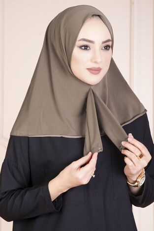 Çıtçıtlı Tesettür Hijab Kahve - Thumbnail