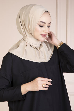 Çıtçıtlı Tesettür Hijab Krem - Thumbnail