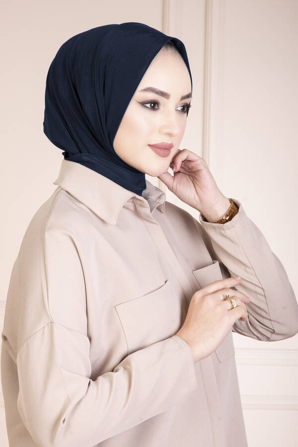 Çıtçıtlı Tesettür Hijab Lacivert