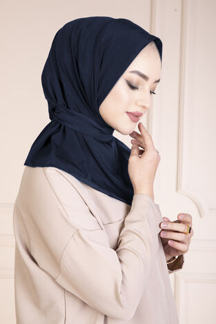 Çıtçıtlı Tesettür Hijab Lacivert - Thumbnail