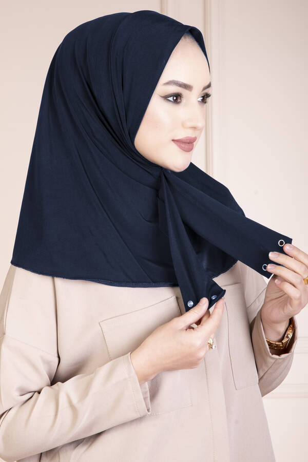 Çıtçıtlı Tesettür Hijab Lacivert