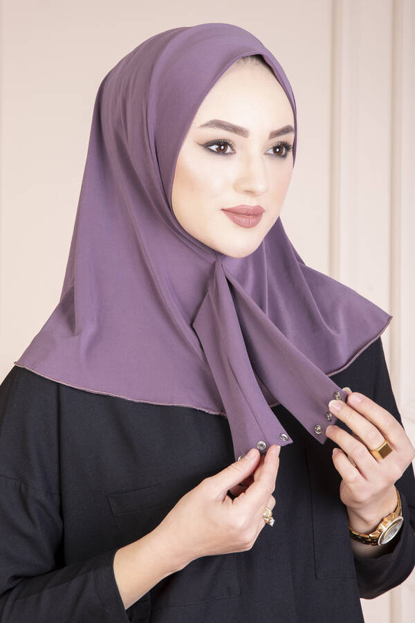 Çıtçıtlı Tesettür Hijab Lila