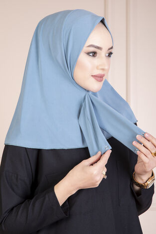 Çıtçıtlı Tesettür Hijab Mavi - Thumbnail