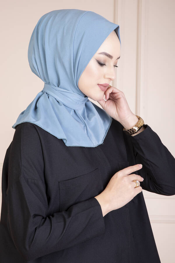 Çıtçıtlı Tesettür Hijab Mavi