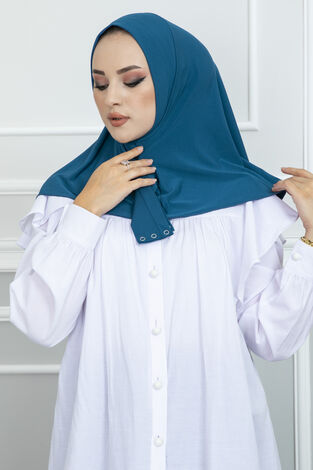 Çıtçıtlı Tesettür Hijab Petrol - Thumbnail