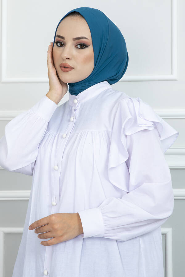 Çıtçıtlı Tesettür Hijab Petrol