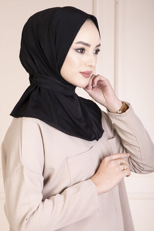 Çıtçıtlı Tesettür Hijab Siyah - Thumbnail
