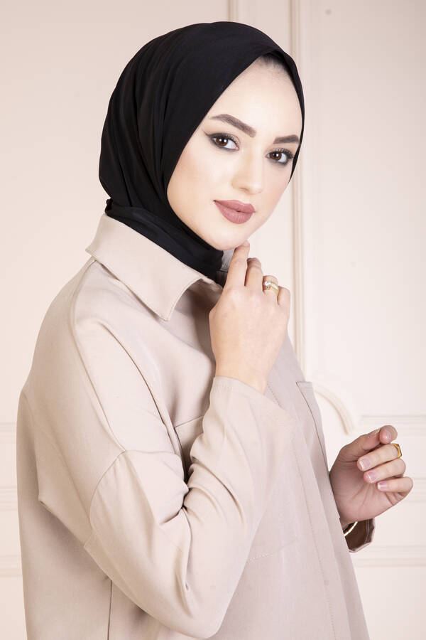 Çıtçıtlı Tesettür Hijab Siyah