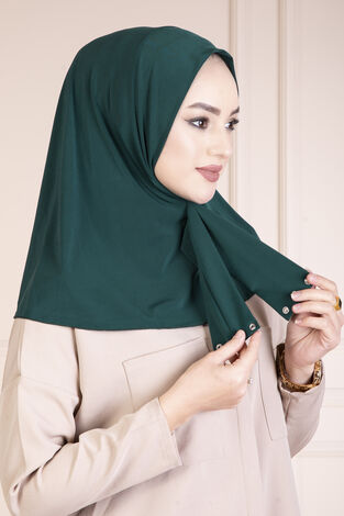 Çıtçıtlı Tesettür Hijab Zümrüt - Thumbnail