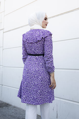 Çıtır Desenli Tesettür Tunik 120NY-11450 Lila - Thumbnail