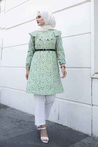 Çıtır Desenli Tesettür Tunik 120NY-11450 Mint - Thumbnail