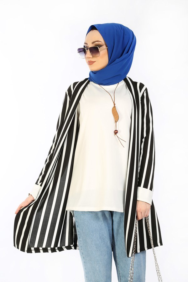  - Çizgili Ceketli Siyah İkili Takım 4892-03