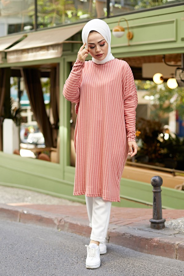 Çizgili Yarasa Kol Tunik 9947-4 Gülk. Çizgili Yarasa Kol Tunik 9947-4 Gülk.