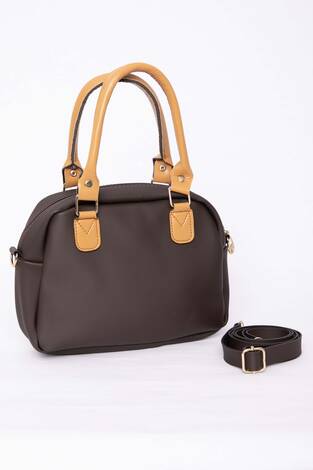 Çok Bölmeli Fermuarlı El & Omuz Çantası Kahve - Thumbnail