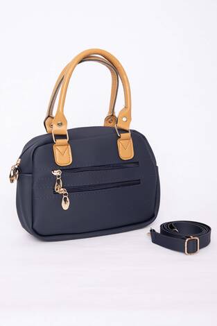 Çok Bölmeli Fermuarlı El & Omuz Çantası Lacivert