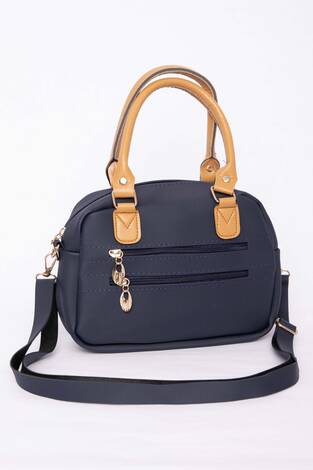 Çok Bölmeli Fermuarlı El & Omuz Çantası Lacivert - Thumbnail