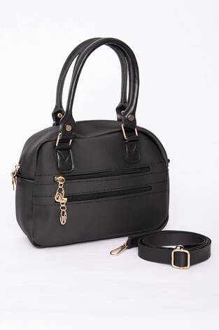 Çok Bölmeli Fermuarlı El & Omuz Çantası Siyah - Thumbnail